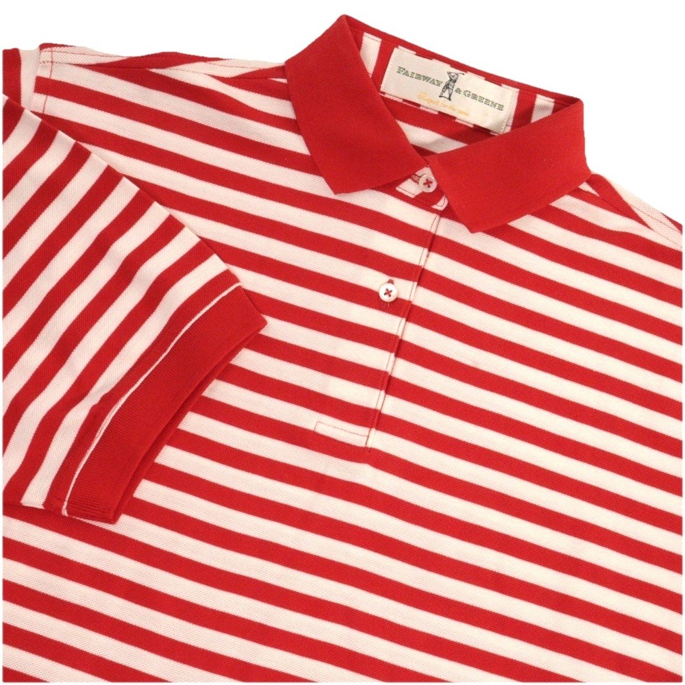 VTG Fairway & Greene Golf Polo Shirt Pima Red Striped Where's Waldo Men Small
